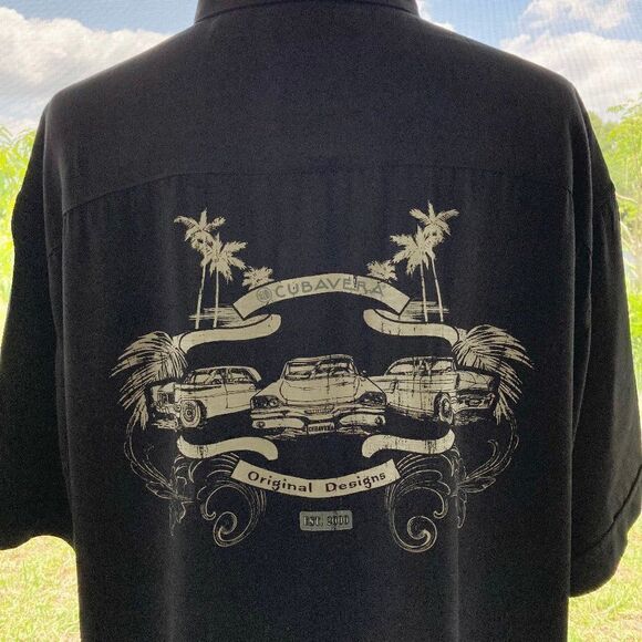 Cubavera Men's Short Sleeve Button black and white NWT size Large - Picture 3 of 6